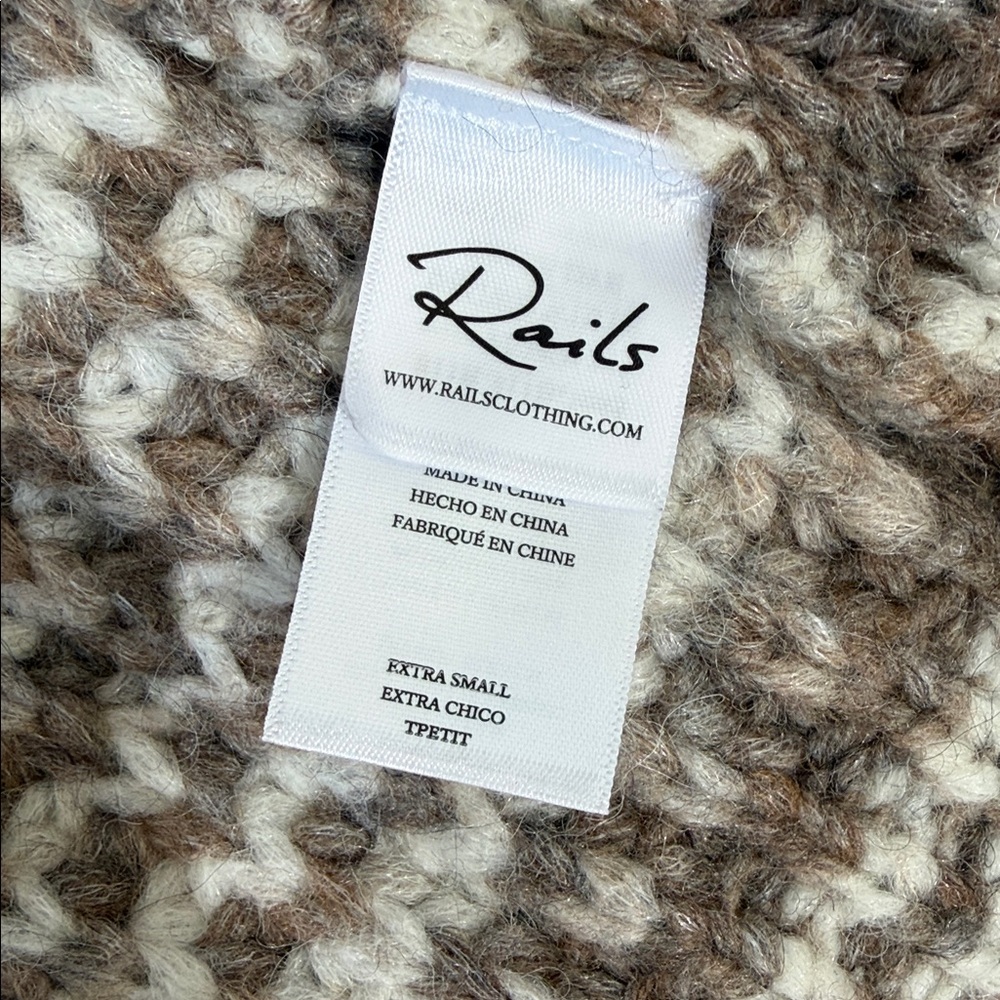Rails Echo Sweater XS Brown White Space Dye Knit Wool Blend - Picture 10 of 12
